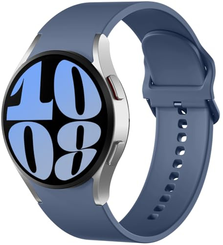 Mastten Kompatibel mit Samsung Galaxy Watch 7 6 5 4 FE Armband 40mm 44mm, Weiches Silikon Armband für Galaxy Watch 6 Classic / 4 Classic / 5 Pro, Keine Lücke Sport Band für Damen Herren, Blau Grau