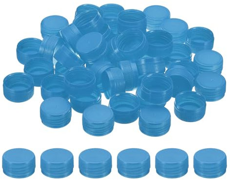 PATIKIL Tappi di Bottiglia Plastica da 1.2 Pollici per Artigianato, 100Pz Tappi a Vite Riutilizzabili per Bottiglie Vuote per Decorazioni Fai da Te, Blu Chiaro