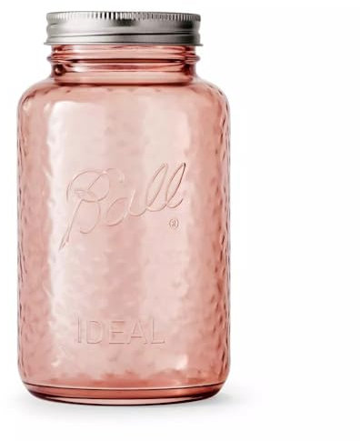 Ball Collectors Edition Vintage Rose Colored Canning Jar, Regular Mouth Quart Jar with Lid and Band, 32 Oz