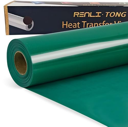 RENLITONG Green Iron on Vinyl Roll - 12Inch x40ft HTV Heat Transfer Vinyl for T-Shirt HTV Vinyl Rolls for All Cutter Machine - Easy to Cut & Weed for Heat Transfer Design (Green, 40ft)
