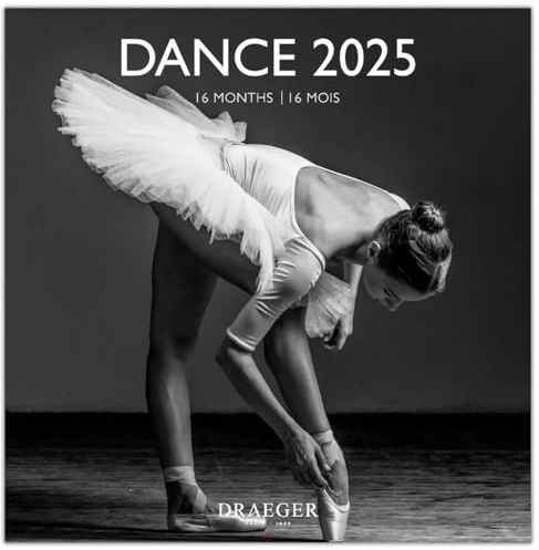 DRAEGER Paris 1886 - Calendario de pared grande de 29 x 29 cm 2025-7 idiomas - septiembre de 2024 a diciembre de 2025-12 fotografías disponibles en varios temas - Danza - Notas de citas, cumpleaños