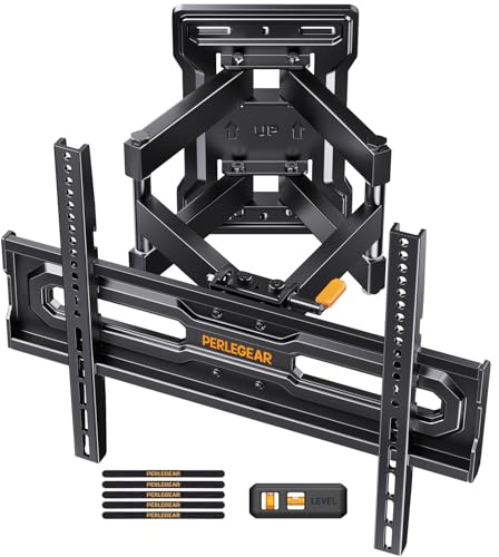 Perlegear Supporto TV Parete 23-70 Pollici, fino a 50 kg, Staffa TV Inclinazione, Rotazione, Estensione, Montaggio Senza Attrezzi, Max VESA 400x400, Preassemblato, Design Moderno, Ideale per Tua Casa