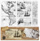 PH PandaHall Karte Clear Stamp, Vintage Global Map Silikon Stempel Segelboot Clear Stamps Transparenter Stempel für Zeitschriften, Scrapbooking, Fotoalben, Urlaubskarten, Geschenkanhänger, 21x14.8cm
