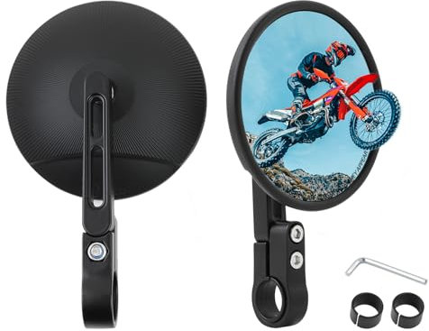 DREAMIZER Lenkerspiegel, E24 Motorrad Lenkerendseitenspiegel, 360° drehbarer runder Motorradspiegel für 22-25,4mm Lenker, Motorrad Rückspiegel kompatibel mit Dirtbike Euduro E-Bike ATV