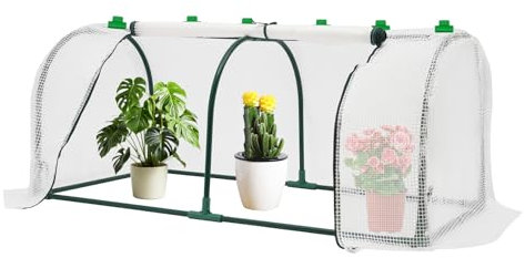 Susoso Túnel para plantas, marco de invernadero con clips y conectores, túnel de jardín, arcos, protección para plantas, fácil instalación para jardines, 120 x 60 x 50 cm, verde y blanco