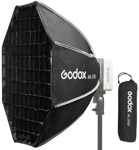 Godox Softbox ML-SF50 Octagon Soft Box, 50 cm x 50 cm, Godox Mount Softbox per ML100Bi, ML100R, ML60IIBi, ML60Bi, ML60, ML30Bi, ML30 LED Video Light