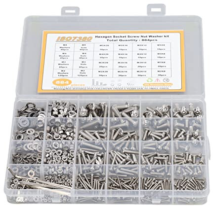 Culnflun Juego de llaves inglesas de 884 piezas, M2 M3 M4 M5 cabeza semicircular tornillos hexagonales tuercas arandelas juego de llaves, acero inoxidable para diferentes aplicaciones