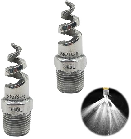 XCSJ 3/8BSP yttre gänga spiralkoner spraymunstycken 316 rostfritt stål spiral helkonisk spraymunstycke atomisering dimmunstycke för gaskylning, rengöring, tvätt, trädgårdsbevattning, utomhus, 2 st