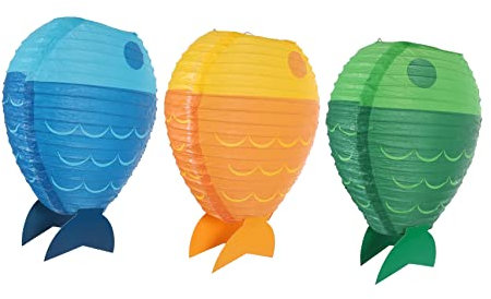 jojofuny 3pcs Festival Paper Lantern Decor Fish Light Lamp Diy Paper Lanterns Party Decor Garden Front Door Stairs