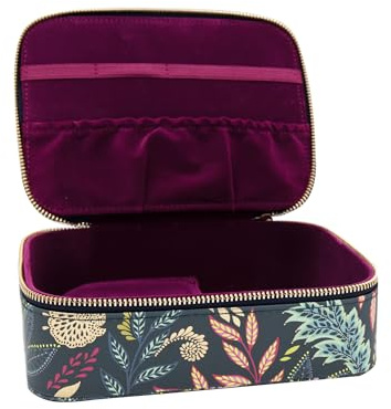 Sara Miller London Savannah Faux Leather Tech Organiser Case – Travel Cable & Cord Storage Bag for Charger, Power Bank, USB, AirPods – Soft Velvet Lining, Zip Closure, 200x150x65mm