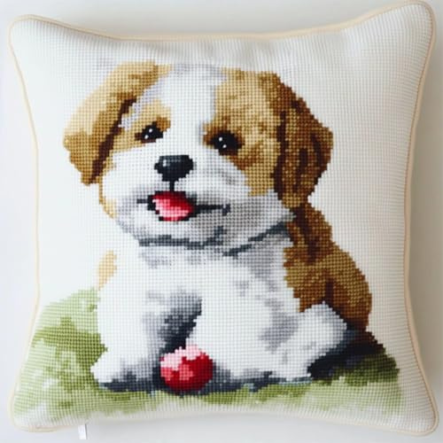 ANSIWEIGO Juego de cojines de nudos para principiantes, adultos o niños, para anudar tú mismo, 43 x 43 cm, bonito cachorro