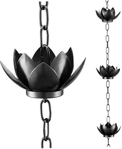 Yeory Rain Chain 3.9Ft Rain Catcher Chain 12 Lottus Cups Chains for Gutters Metal Chains for Outside, Copper