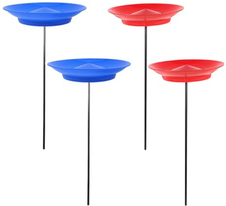 Hemobllo 4 piatti da giocoleria in plastica con aste, giocattolo da festa per adulti, gioco di abilità portatile e robusto