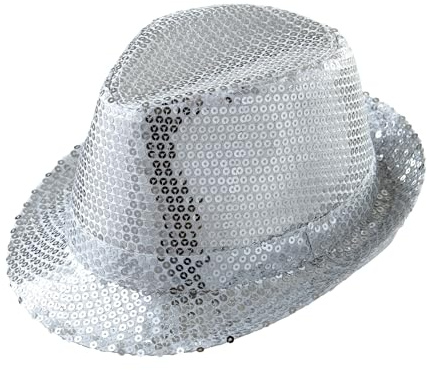 W WIDMANN MILANO Party Fashion - Sombrero fedora con lentejuelas, sombrero de los años 70, accesorio disco brillante para Carnaval