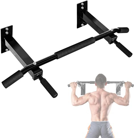 Yes4All Multifunctional Pull Up Bar Wall Mounted Capacity 300 Pounds - Black