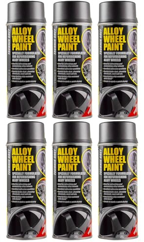 6 x Technik Grey Alloy Wheel Spray Paint 400ml Cans - Chip Resistant