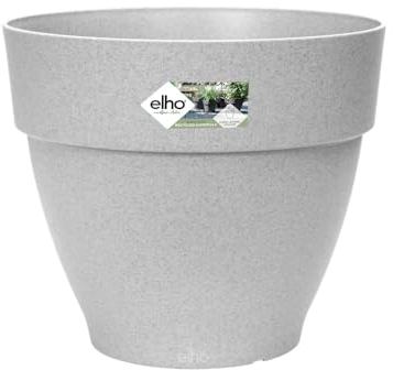 Elho Vibia Campana Round 30 - Vaso per Esterno - Ø 29.8 x H 25.8 cm - Grigio/Living Concrete