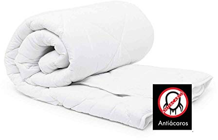 COTTON ARTean Relleno nórdico Cama 180 Densidad 120 gr/m² Fibra Hueca Anti ácaros Primavera - Verano Edredón ( 260x240 ) Blanco