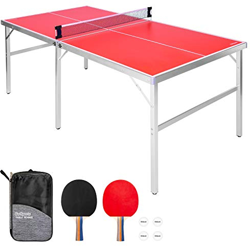 GoSports Mittelgroßes Tischtennis-Spielset – Indoor/Outdoor tragbares Tischtennisspiel mit Netz, 2 Tischtennisschlägern und 4 Bällen