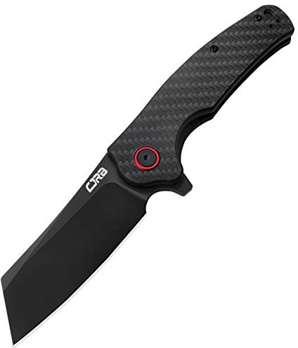 CJRB Crag Folding Pocket Knife, 3.43 AR-RPM9 Steel Blade Carbon Fiber Handle EDC Knife with Pocket Clip for Men Women Camping Survival Hiking, Black (J1904)