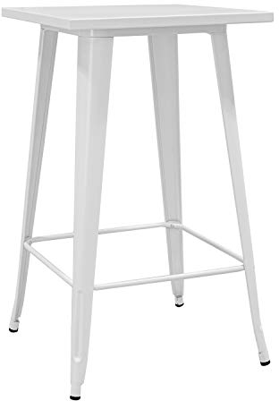 Mesa Alta Industrial Oliix 60×60 Mate - Mesa Alta Bar (Blanco)