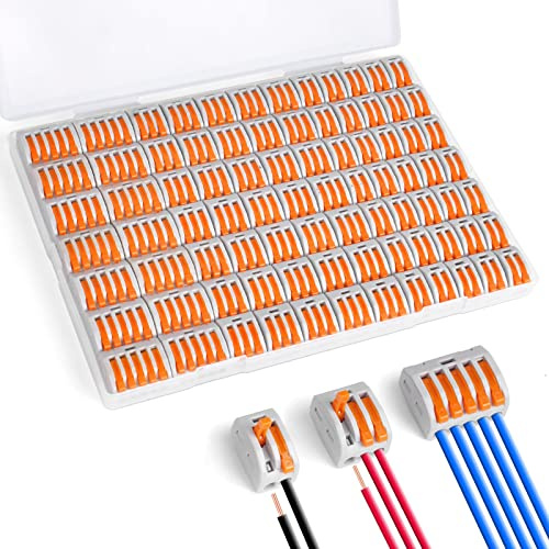 flintronic Morsettiere Elettriche, 84 Pezzi-3 Porte 35 Pcs, 2 Porte 35 Pcs, 5 Porte 14 Pcs, Capicorda a Morsetto a Leva Connettore Cavo Elettrico Kit di Morsettiere per Cavi