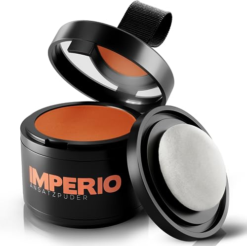 IMPERIO Ansatzpuder - Haar Concealer zur Haarverdichtung für Frauen und Männer, wasserfestes Haar Make-up zum Ansatz kaschieren - 4g (Kupferrot)