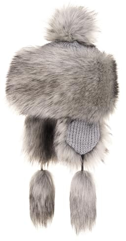 Futrzane Classic Cappello da Montagna - Colbacco Pelliccia Donna con Orecchie (M, Argento Classic)