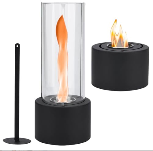 Tischkamin Spiral Flame SOARFLY Tischfeuer für Indoor und Outdoor, Tischkamin Bioethanol Behälter mit Deko Steinen 2 Brennkammern und Clip, Unendliche Brenndauer, Rauchfrei, Balkon Deko