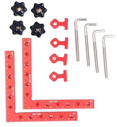 2 Set Squadrette di Serraggio Squadre di Serraggio Quadrate a L in Lega di Alluminio Set di Morsetti Angolari 90 Gradi per la Lavorazione del Legno