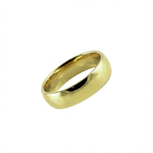 9ct Gold Filled Anniversary Wedding Engagement Tungsten Ring Gift for Men, Women, Couples, Unisex Width 6mm (S)