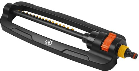 Oscillating Bar Sprinkler | Durable Plastic Build | Adjustable Spray Range | Quick Click-Lock Hose Connection | Built-In Nozzle Cleaner | Even Watering for Lawns & Gardens