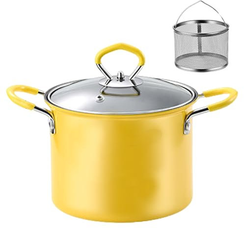 Pot de freidora 2l Mini freidora de acero inoxidable con canasta, tapa y silicona anti-escaladrones manejan japonés para el hogar, papas fritas, papas fritas, pescado y pollo