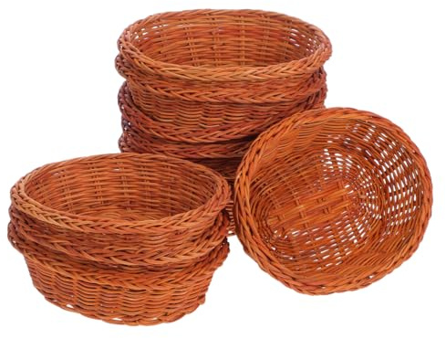 GRIRIW 10 Piezas Cestas Pequeñas de Ovaladas para Pan y Snacks Organizador Natural y Versátil para Cocina y Eventos Cesta Tejida Artesanal para Fruta y Galletas