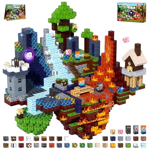Magtocore Magnetic Blocks 200 PCS 0.8in, Magnetic Building Your Magical Lava World with Forest, Animals, Portal, Princess & Castle! School STEM Magnet Toys Birthday Gifts for Kids Age 3+ Years Old