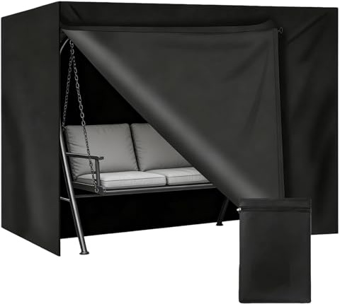 Funda protectora para columpio de jardín de 2, 3, 4 plazas, impermeable, resistente al viento, 420D, para muebles de jardín, columpio de jardín (negro)