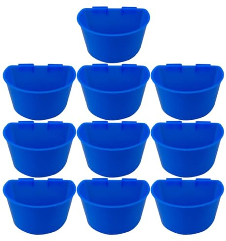 CORHAD Mangiatoia per Piccioni Set 10 Pezzi Semicerchio in Plastico Blu Facile da Pulire e Fissare alla Gabbia per Uso Quotidiano degli Animali Domestici