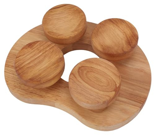 Ejoyous Reposacabezas de Madera para Sauna, Almohada para el Cuello, Reposacabezas para Sauna con 4 Superficies Cóncavas y Disco Giratorio para Relajación de Cuello y Hombros 17x23cm