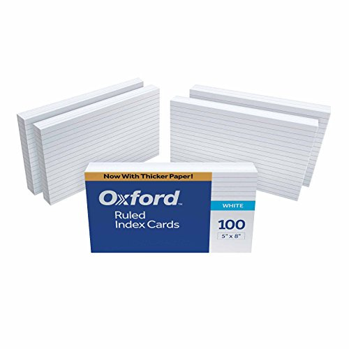Oxford 51EE Ruled Index Cards, 5 x 8, White, 500 Cards (5 Packs of 100) (51)