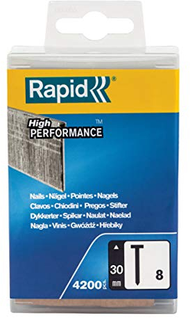 Rapid Nägel Typ 8, 30mm Stauchkopfnägel 18Ga, 4.200 Stk. Kunststoffbox, für tacker, druckluftnagler und elektronagler