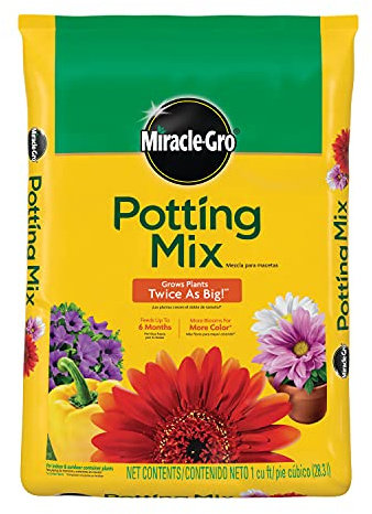 Miracle-Gro Potting Mix, For Indoor or Outdoor Potted Plants, Flowers, Vegetables, Shrubs, Annuals, and Perennials, Feeds Up to 6 Months, 1 cu. ft.