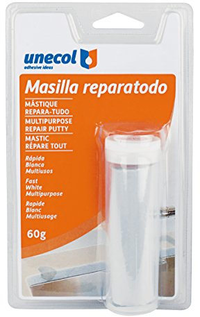 unecol 8120 – Zwei-Komponenten-Spachtel für Reparatur von Rohr (Blister mit Rohr, 60 g) weiß