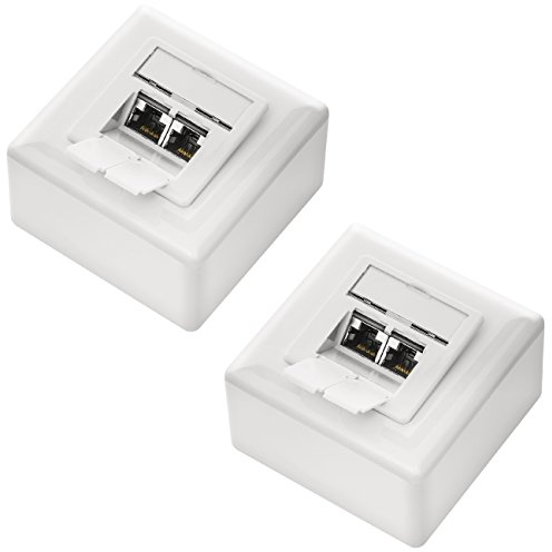 deleyCON 2x CAT6 Universal Netzwerkdose - 2x RJ45 Port - Geschirmt - Aufputz oder Unterputz - 1 Gigabit Ethernet Netzwerk - EIA/TIA 568A&B - Weiß