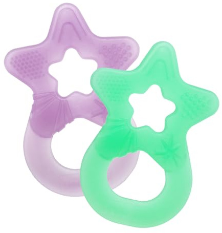 dentistar Set da 2 Dentaruolo neonato - Ciuccio dentizione adatto a neonati e bambini a partire da 3 mesi - Ciuccio per gengive in silicone morbido con impugnatura - Made in Germany - Verde & Viola