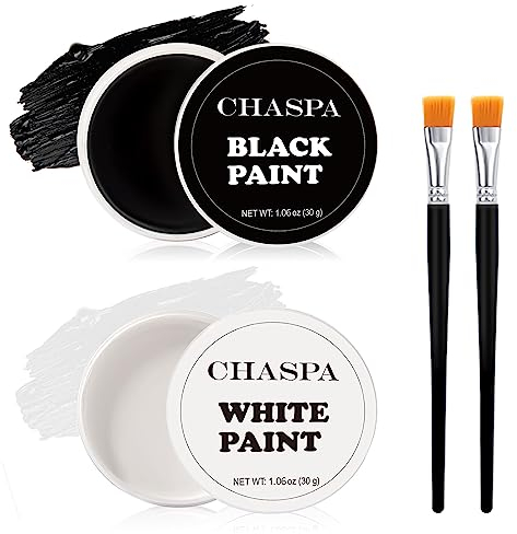 CHASPA Face Paint Black + White Clown Makeup Face Body Paint Set, High Pigment Professional Oil-Based Cosmetic Paint for Halloween SFX Makeup Costume Multiple Uses(60g/2.11 oz)