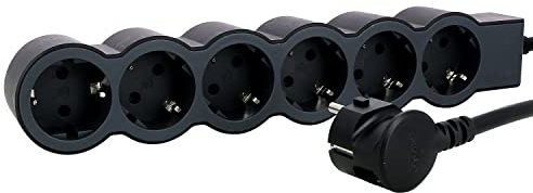 LEGRAND, Flache Steckdosenleiste, 6-fach Steckdose, Mehrfachsteckdose, 1,5 Meter Kabellänge, Schwarz/Dunkelgrau, 694558