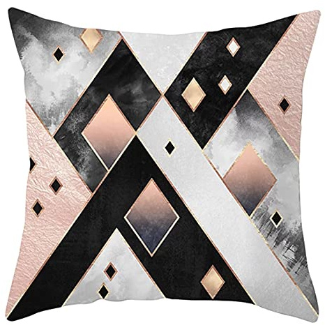 Lieson Mjuka prydnadskuddöverdrag, 1 st 20 x 20 kuddöverdrag dekorativa kuddöverdrag svart grå rosa 50 x 50 cm geometriskt gitter, polyester