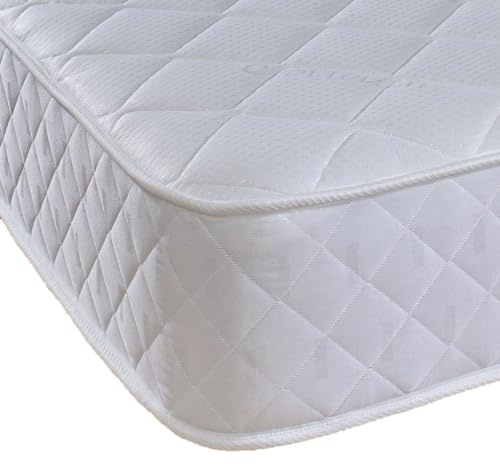 eXtreme comfort ltd Cooltouch Diamond Essential White Single Mattress 90x190cm, 18cm Deep Foam Free Open Coil Spring Mattress, Quilted Cover, Plush Comfort Support, UK Made Mattress in a Box
