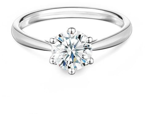 Springlight ✦ Geschenke für Frauen S925 Sterling Silber Moissanit-Diamant Ringe 0,5 ct/1 ct/2 ct D Farbe VVS1 Reinheit Runder Moissanite Verlobungs Ringe Hochzeitsgeschenk. (1CT, 54(17 1/4))