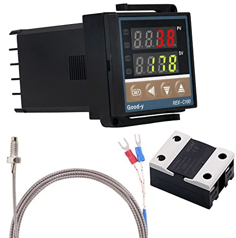 WANGCL Digital PID-styrenhet intelligent termostat med 25A SSR-relä K-typ termoelement för elektrisk energi, kemisk industri, tankar Ugnar - 0-1300 ℃
